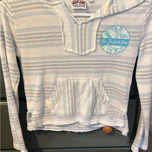 Ron Jon Light Blue and White Striped Hoodie